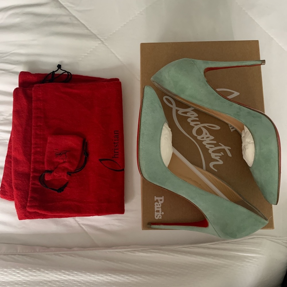 Christian Louboutin Suade Aqua color